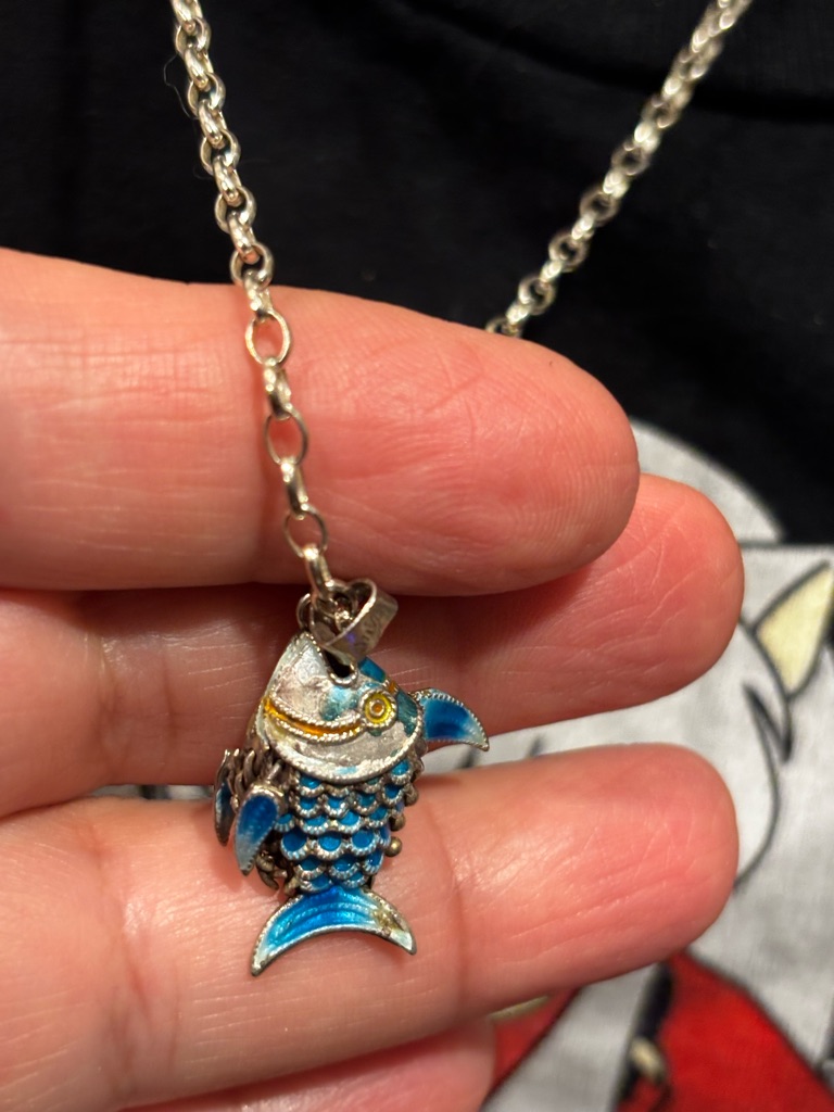 Blue Enamel Fish Pendant Necklace - Silver-Tone Womens Jewelry 79$